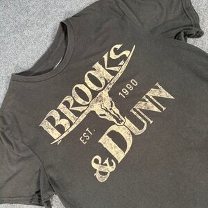 Brooks & Dunn Mens Graphic T-Shirt Black Longhorn Skull Est 1990 Medium #4446